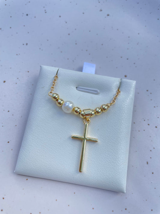 Chain with Christ Charm and pearls