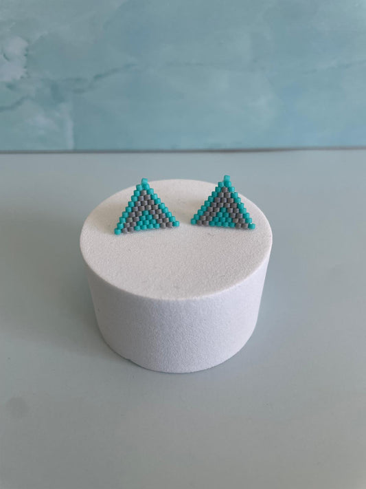 Geometric Beaded Triangle Earrings