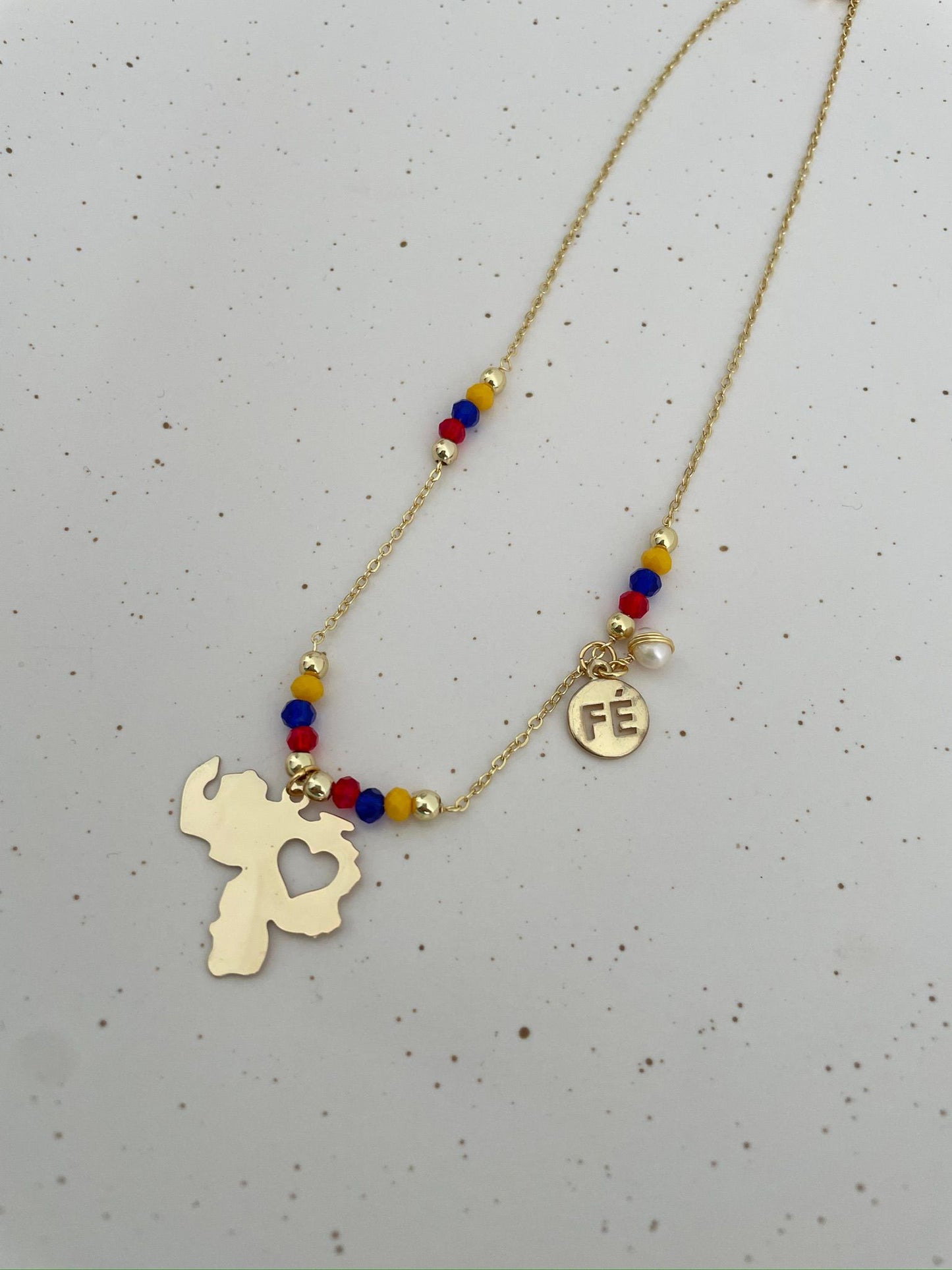 Venezuelan Map, faith charm Gold Filled