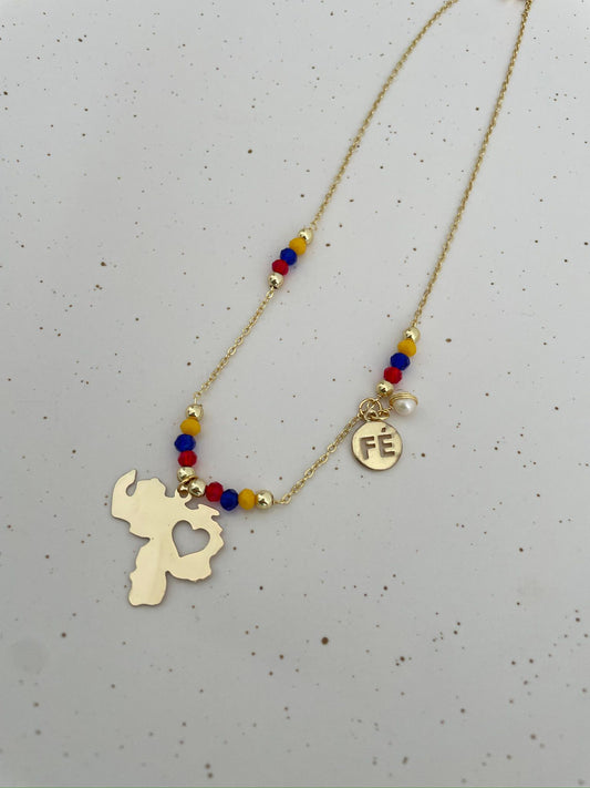 Venezuelan Map, faith charm Gold Filled