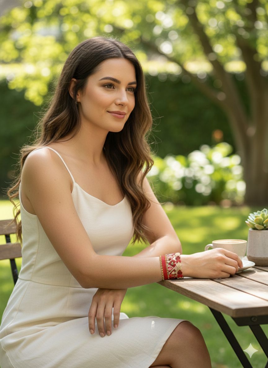 Handmade Miyuki Heart Bracelet Set – Red & Gold Beaded Friendship Bracelets, Layered Boho Stack, Valentine’s Day Gift for Her