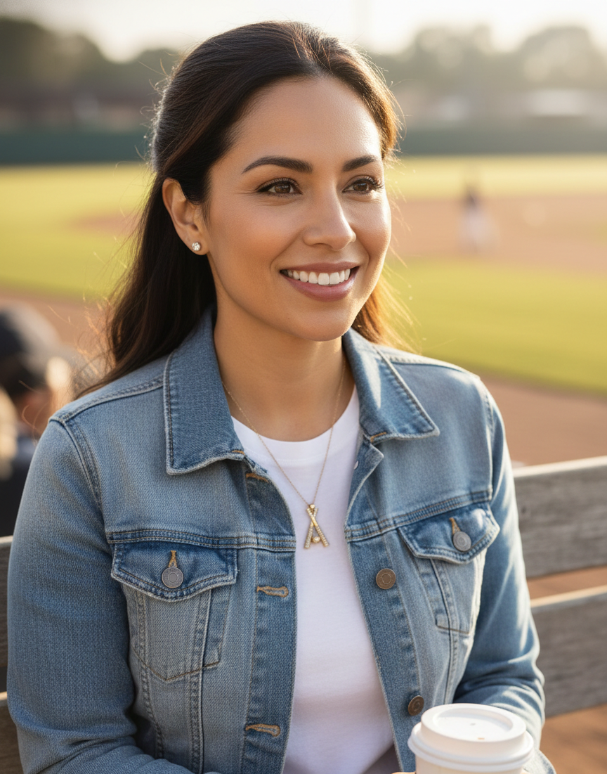 Gold Baseball Bat Necklace – Sparkling Crossed Bats & Ball Pendant, Sports Jewelry Gift for Baseball Moms, Players & Fans