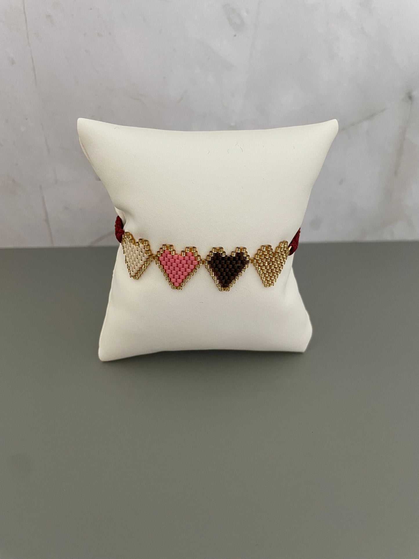 Handmade Miyuki Heart Bracelet – Adjustable Beaded Love Charm
