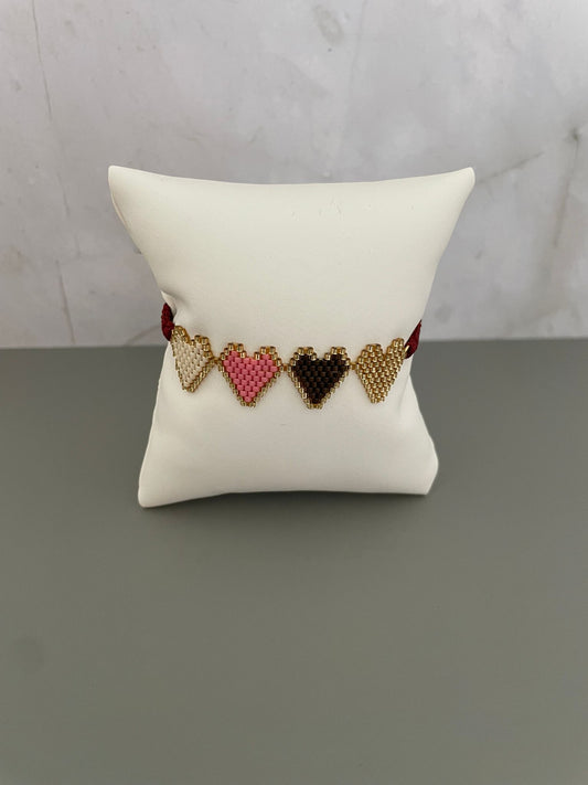 Handmade Miyuki Heart Bracelet – Adjustable Beaded Love Charm