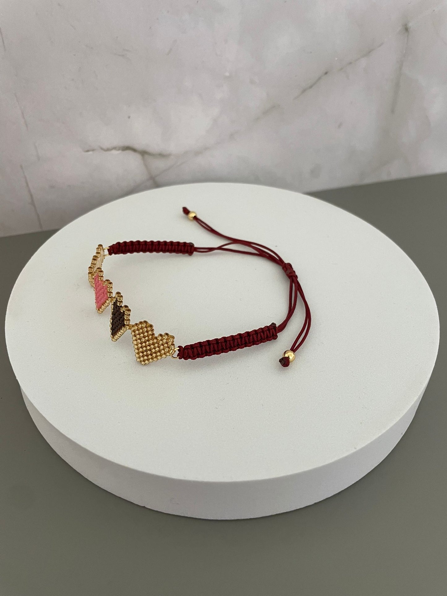 Handmade Miyuki Heart Bracelet – Adjustable Beaded Love Charm